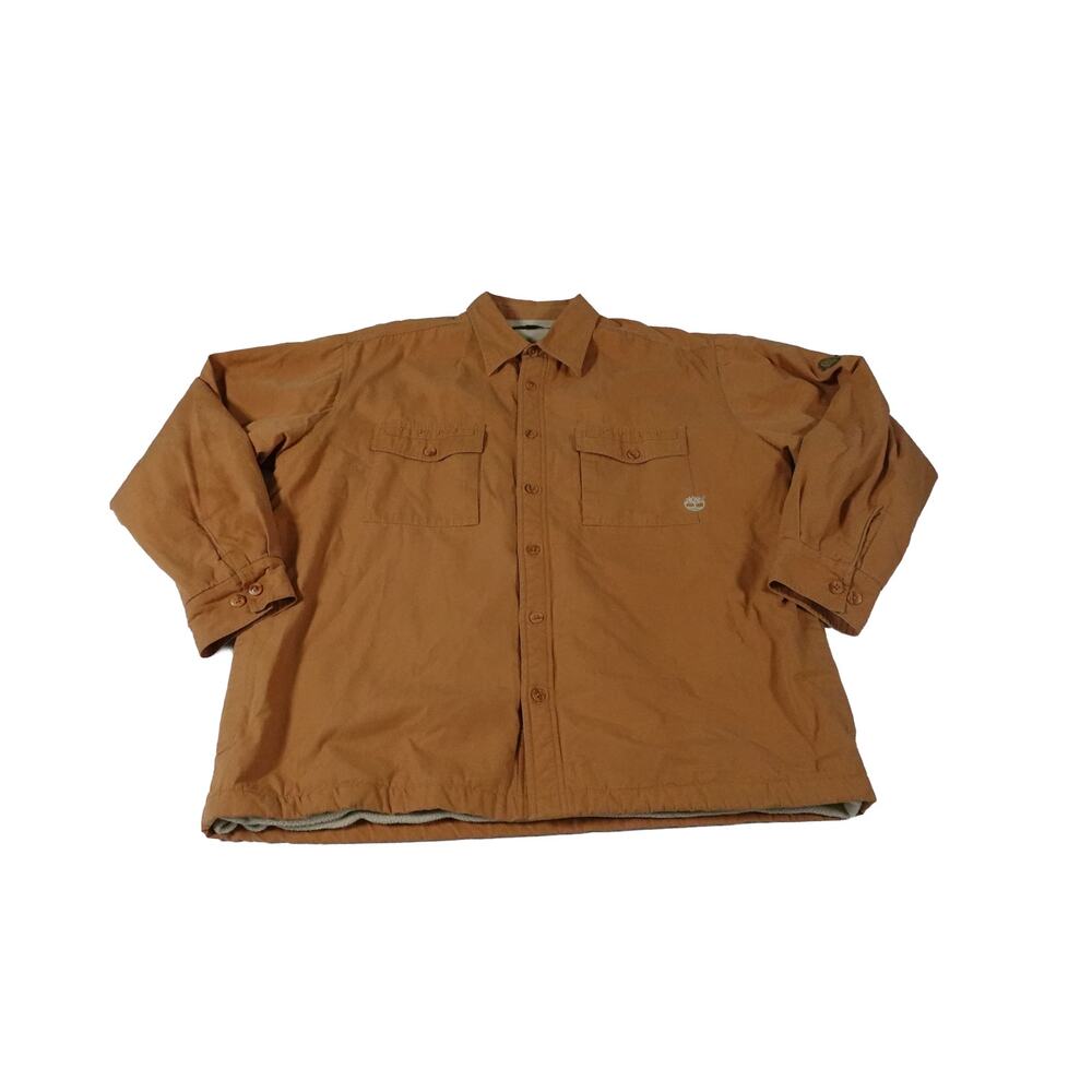 Timberland Canvas Work Outdoor Fleece Lined Dual Pocket Button Up Jacket Mens XL